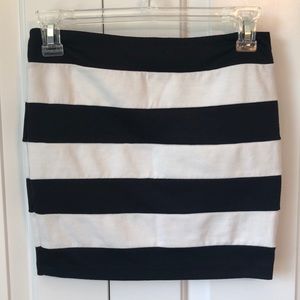 Black and White Striped Mini Skirt